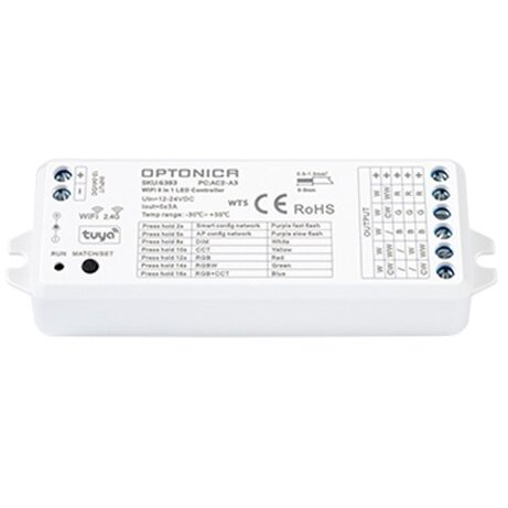 LED pastovios įtampos maitinimo valdiklis, 5in1 12-24V, 3A/kan., 5 kanalai, nuotolinis valdymas, Tuya, 3 metai garantija LED pastovios įtampos maitinimo valdiklis, 5in1 12-24V, 3A/kan., 5 kanalai, nuotolinis valdymas, Tuya, 3 metai garantija