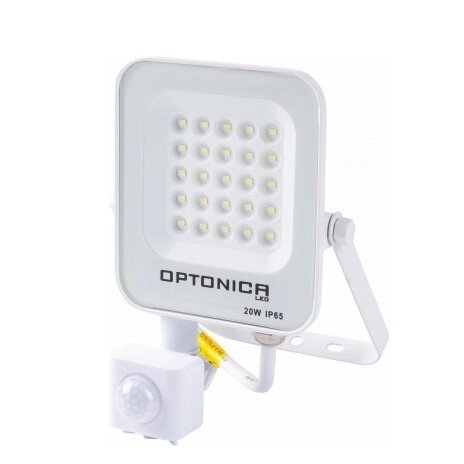 LED prožektorius, baltas, PIR jutiklis, 20W, neutrali balta šviesa 1