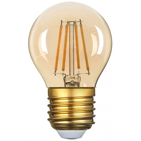 LED lemputė E27 G45 4W, dimeriuojama, auksinė, šilta balta šviesa