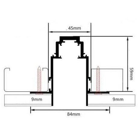 LED Magnetic Track System R35B, width 3.5cm, Built-In, White, length 1m 5