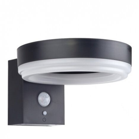 LED saulės sieninis šviestuvas, juodas, apvalus, PIR jutiklis, 6W, šalta balta šviesa 1 LED saulės sieninis šviestuvas, juodas, apvalus, PIR jutiklis, 6W, šalta balta šviesa 1