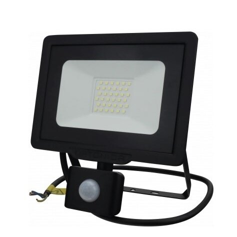 LED Floodlight, Black, City Line, PIR Sensor, Cable 70cm, 30W, Warm Light 1