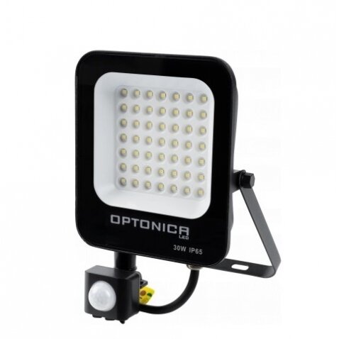 LED prožektorius, juodas, PIR jutiklis, 30W, šilta balta šviesa 1