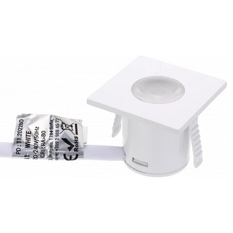 LED šviestuvas, kvadratinis, baltas, 1W, šilta balta šviesa 1