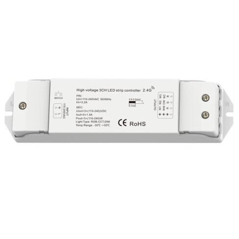 LED RGB CCT Strip Dimming Controller, DC110-240V, 1A/Ch,  3 Channels Remote Control