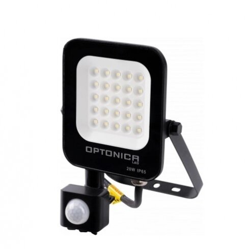 LED prožektorius, juodas, PIR jutiklis, 20W, šilta balta šviesa 1