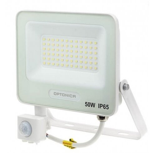 LED prožektorius, baltas, PIR jutiklis, 50W, 120°, šalta balta šviesa 1 LED prožektorius, baltas, PIR jutiklis, 50W, 120°, šalta balta šviesa 1