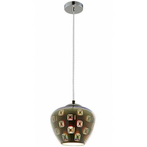 LED Pendant, 3D Glass, D200mm, Chrome Circle