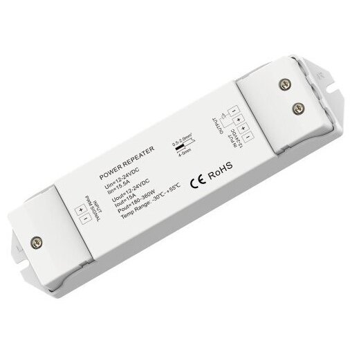 LED Constant Voltage Power Repeater, 12-24V, 12A, 1 Channel