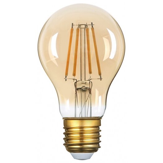LED lemputė E27 A60 8W, auksinė, šilta balta šviesa