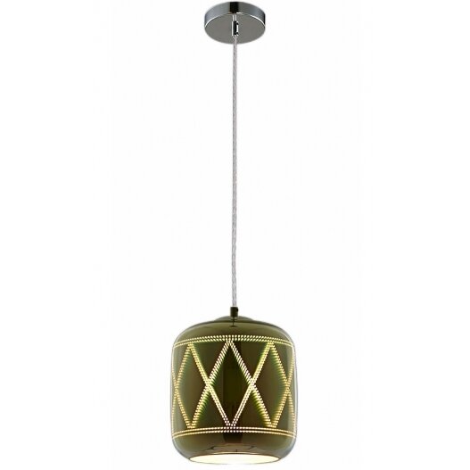 LED Pendant, 3D Glass, D200mm, Chrome Rombus