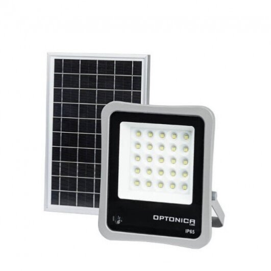 LED prožektorius, pilkas, su saulės baterija, 8W, šalta balta šviesa 1