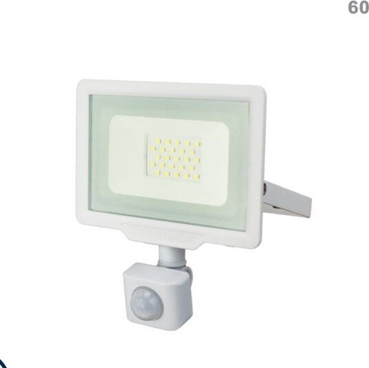 LED Floodlight, White, City Line, PIR Sensor, 20W, Warm Light
