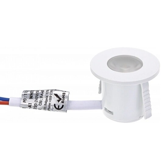 LED Cabinet Light, Round, White, 1W, Warm Light 1
