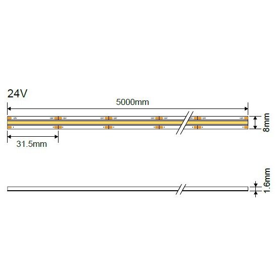 LED Strip 12W/m, 1100Lm/m, 24V, Ra90, Warm Light 5 LED Strip 12W/m, 1100Lm/m, 24V, Ra90, Warm Light 5