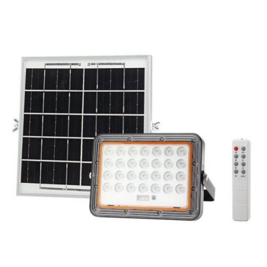 LED prožektorius, juodas, su saulės baterija, 6W, šalta balta šviesa 1