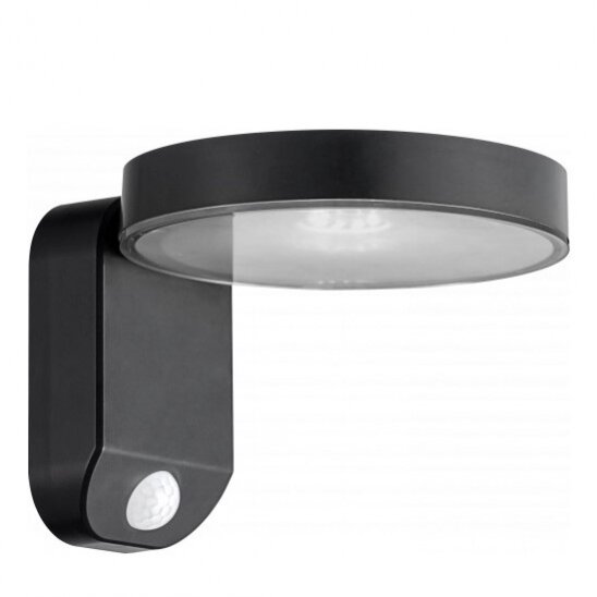 LED Solar Wall Lamp, Black, Round, 9W, Warm Light 1