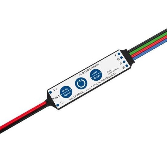 LED RGB pastovios įtampos mini maitinimo valdiklis, 12-24V, 1.5A/kan., 3 kanalai LED RGB pastovios įtampos mini maitinimo valdiklis, 12-24V, 1.5A/kan., 3 kanalai