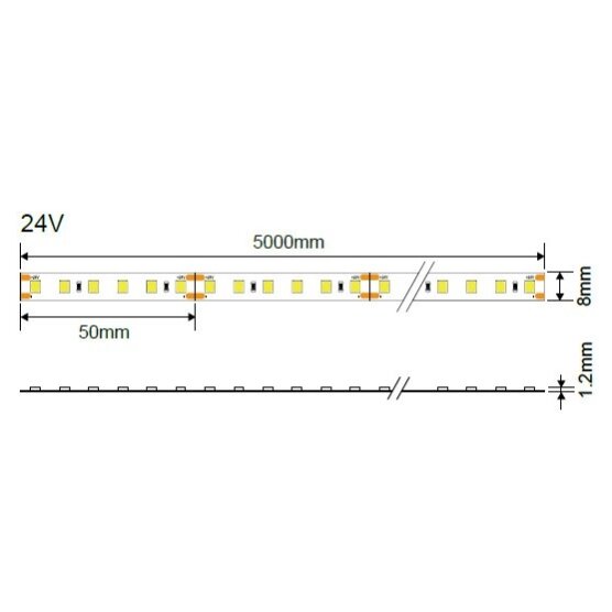 LED Strip 9.6W/m, 1200Lm/m, 24V, Pro, White Light 4