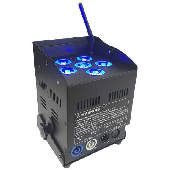 LED PAR prožektorius, 6x10W, RGBW, RGBA UV, su baterija, 6in1