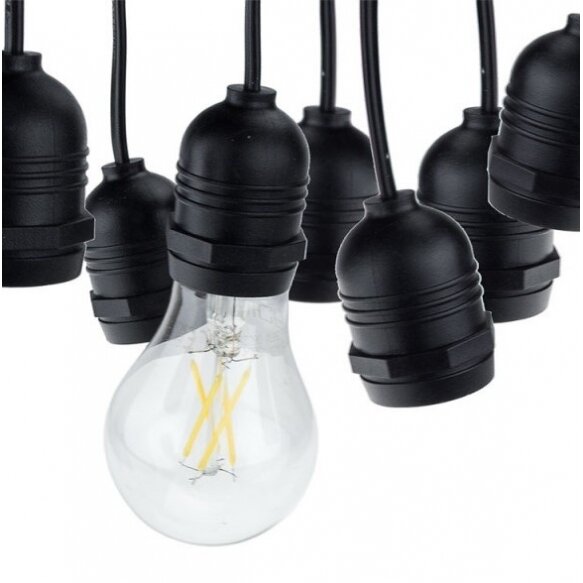 LED Outdoor String Light, Black, 14.4m, 15Pcs., Suspended Sockets, without Bulbs 1