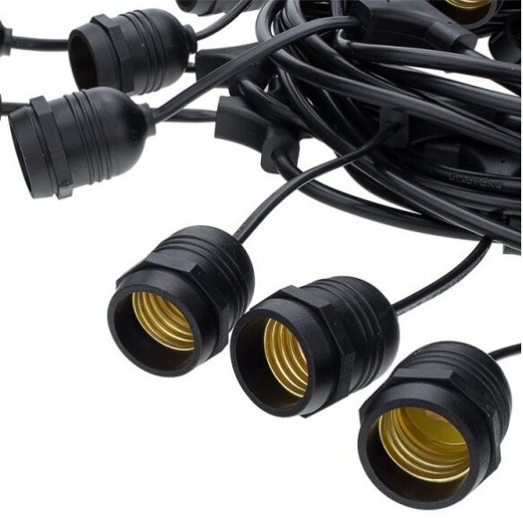LED Outdoor String Light, Black, 14.4m, 15Pcs., Suspended Sockets, without Bulbs 2