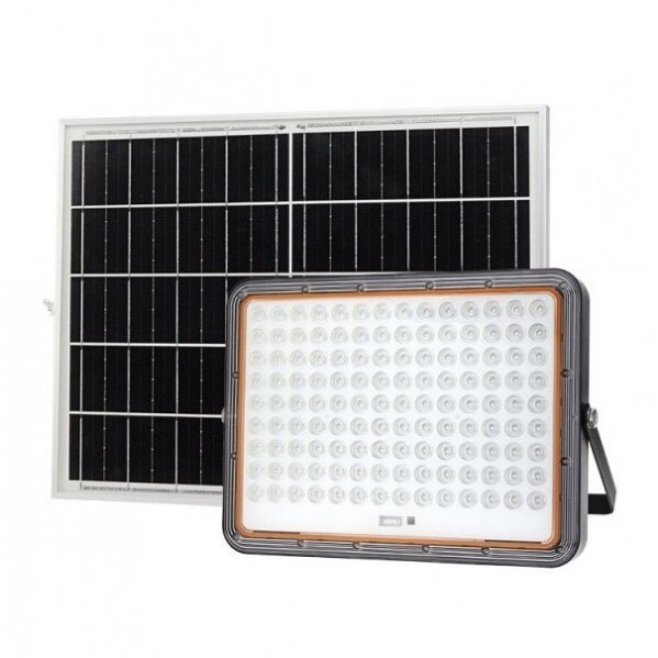 LED Floodlight, Black, with Solar Panel, 25W, 3200Lm, White Light
