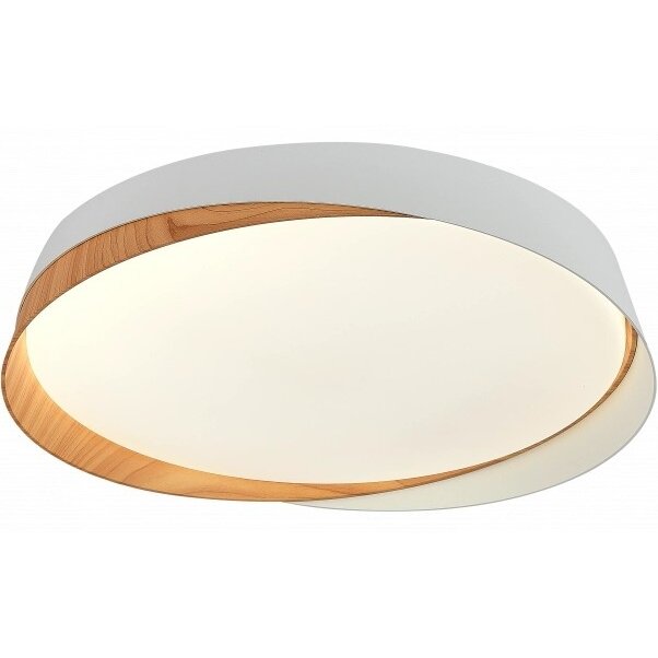 LED Ceiling Light, 20W, White/Light Wood, Memory, Remote Control, 3CCT