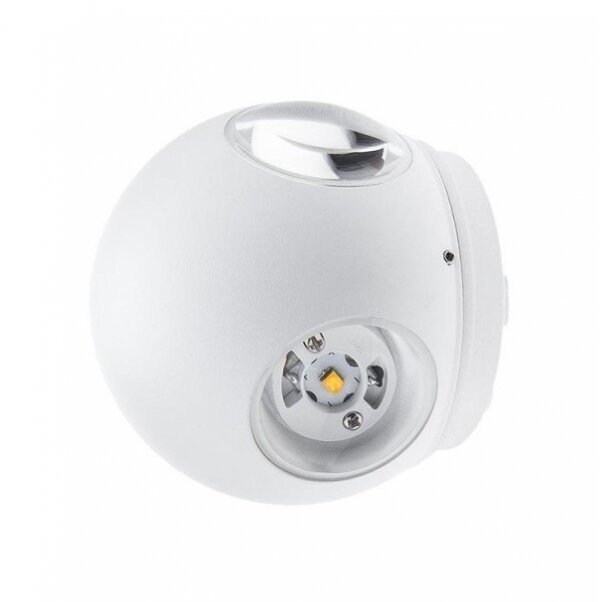 LED Wall Light, White, Round, 4 LEDs, 4W, Warm Light