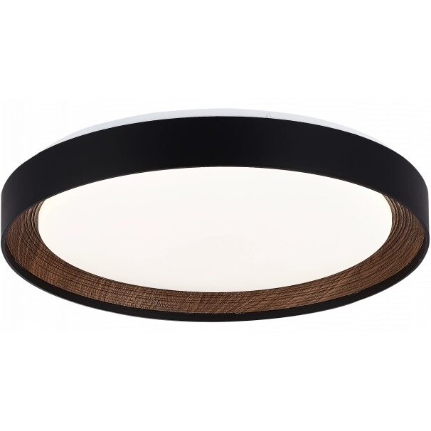 LED Ceiling Light, 36W, Black/Walnut, Memory, Remote Control, 3CCT