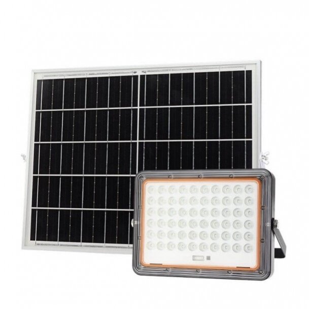 LED Floodlight, Black, with Solar Panel, 20W, 2600Lm, White Light