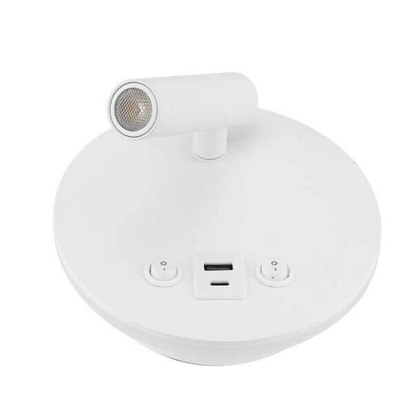 LED sieninis šviestuvas, 8W, ON/OFF jungiklis, USB, baltas, neutrali balta šviesa 1 LED sieninis šviestuvas, 8W, ON/OFF jungiklis, USB, baltas, neutrali balta šviesa 1
