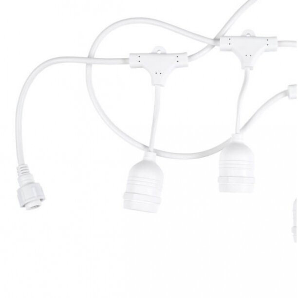 LED lauko girlianda, balta, 6m, 10 kabančių lizdų, be lempučių 1