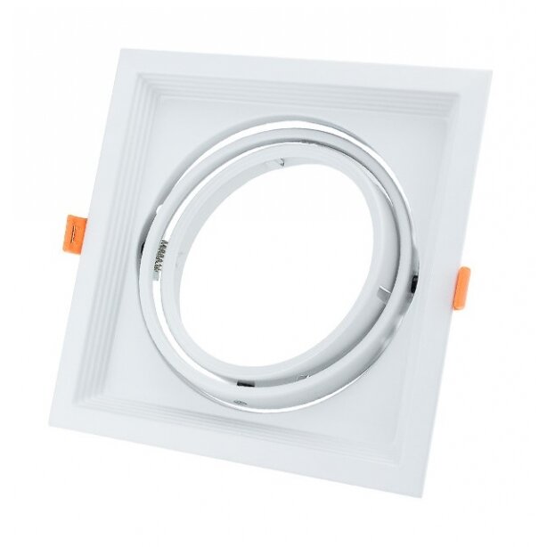 LED Downlight, Rectangular, White, 1 Ring, Adjustable, 2Pcs/Box