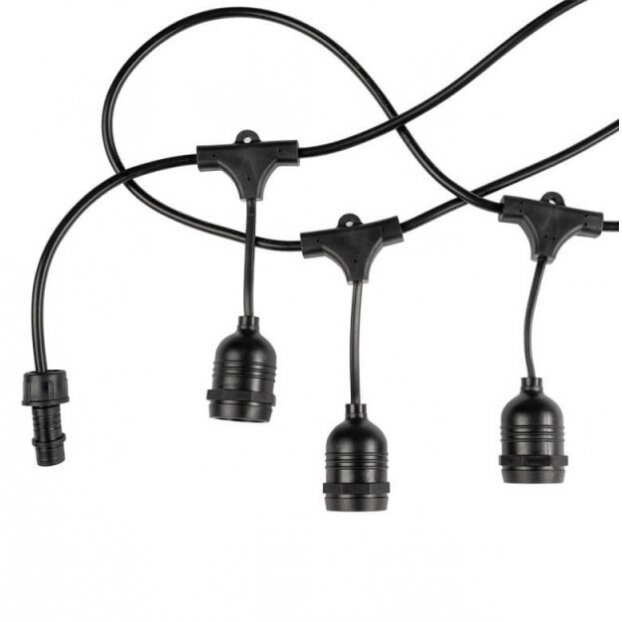 LED Outdoor String Light, Black, 6m, 10Pcs., Suspended Sockets, without Bulbs 2 LED Outdoor String Light, Black, 6m, 10Pcs., Suspended Sockets, without Bulbs 2