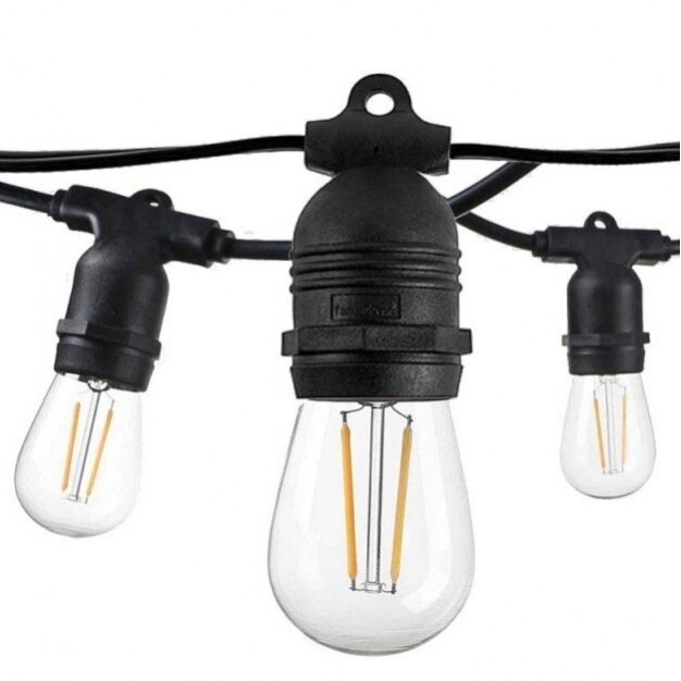 LED Outdoor String Light, Black, 14.4m, 15Pcs., without Bulbs 1