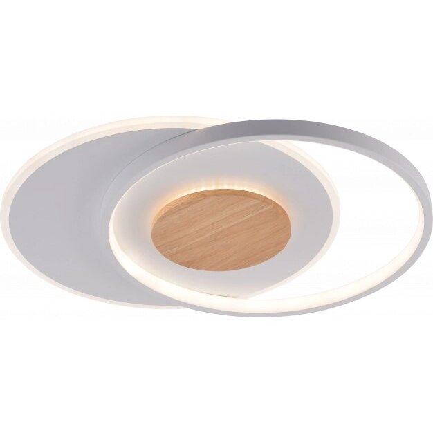 LED Ceiling Lamp, 54W, White/Wood, Dimmable, Remote Control, CCT 1