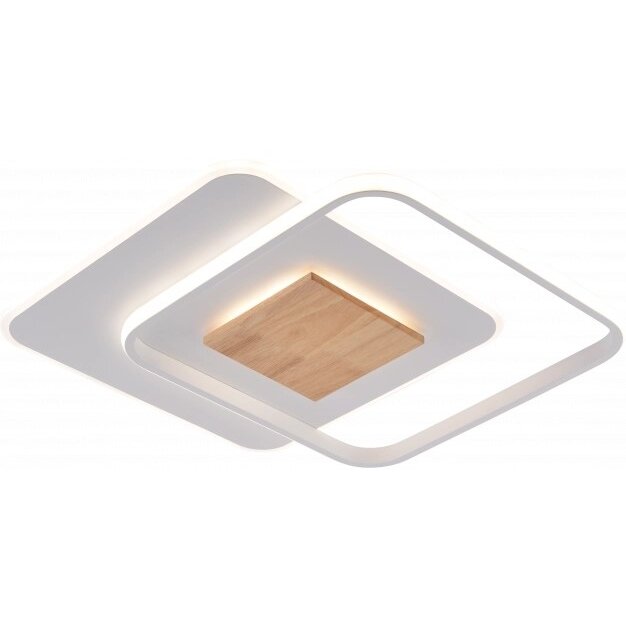 LED Ceiling Lamp, 60W, White/Wood, Dimmable, Remote Control, CCT 1