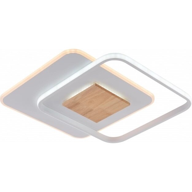 LED Ceiling Lamp, 60W, White/Wood, Dimmable, Remote Control, CCT 2