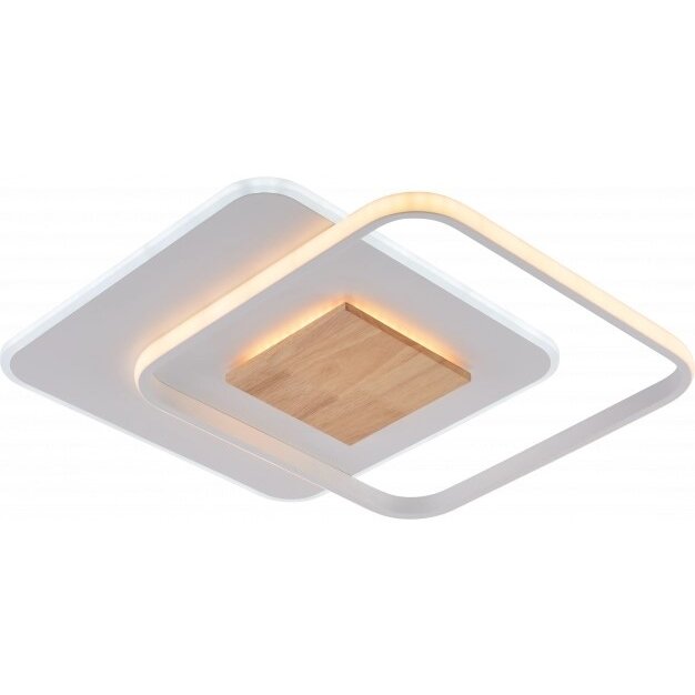 LED Ceiling Lamp, 60W, White/Wood, Dimmable, Remote Control, CCT