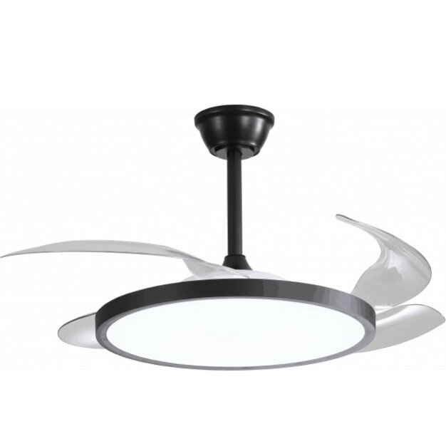 LED lubų šviestuvas/ventiliatorius, 36W, CCT šviesa, juodas, plonas, nuotolinis valdymas LED lubų šviestuvas/ventiliatorius, 36W, CCT šviesa, juodas, plonas, nuotolinis valdymas