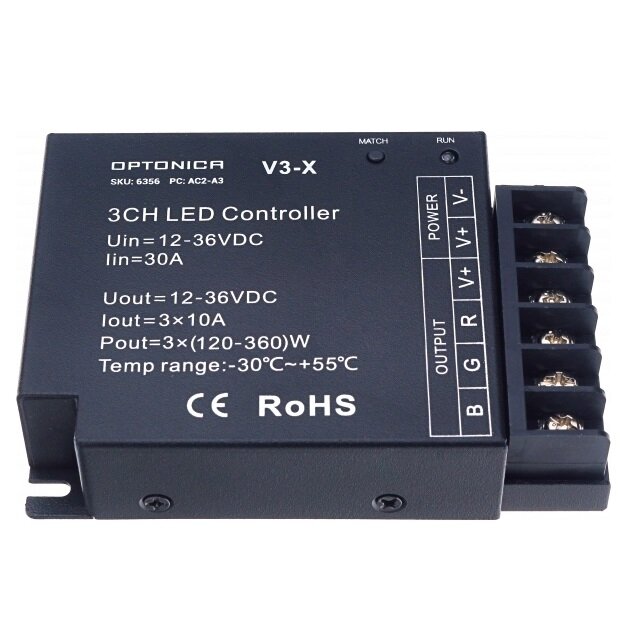 LED Constant Current Controller, 12-36V, 10A/Ch, 3 Channels 1
