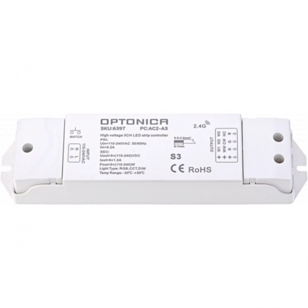 LED RGB CCT Strip Dimming Controller, DC110-240V, 1A/Ch,  3 Channels Remote Control 1