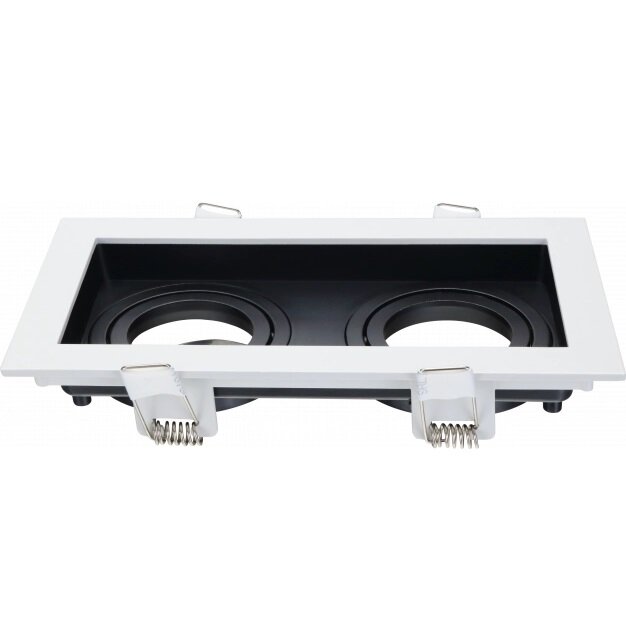 LED taškinis šviestuvas, kvadratinis, baltas/juodas, 2 lizdai 2