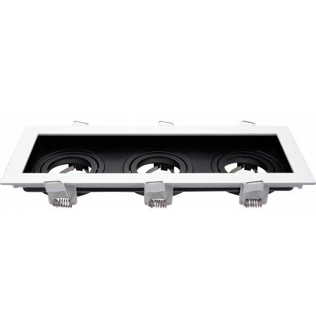 LED Spotlight Fixture, Square, 3 Sockets, White/Black 2