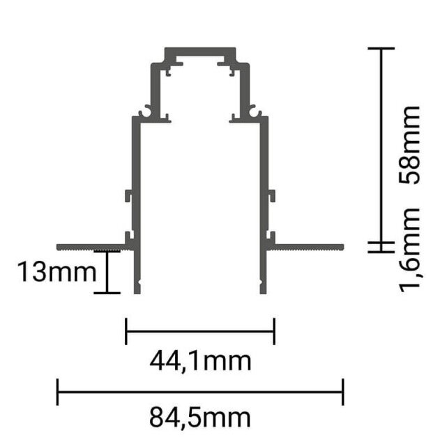 LED Magnetic Track System R35B, width 3.5cm, Built-In, White, length 1m 4