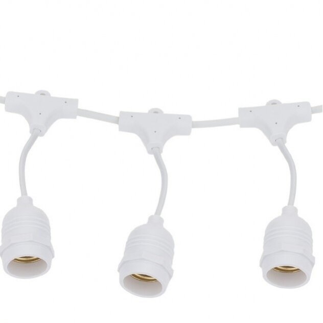 LED lauko girlianda, balta, 14.4m, 15 kabančių lizdų, be lempučių 1