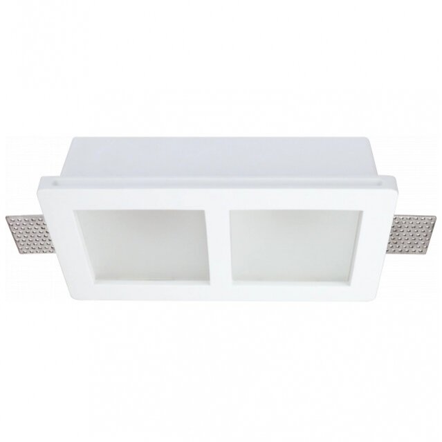 LED Ceiling Fitting, Square, Gypsum, Frosted Glass, 2 Sockets 2