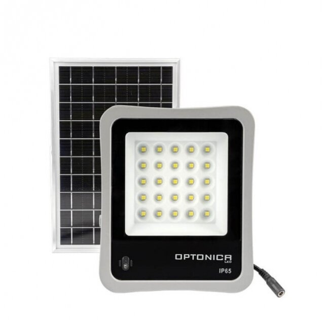 LED prožektorius, pilkas, su saulės baterija, 8W, šalta balta šviesa