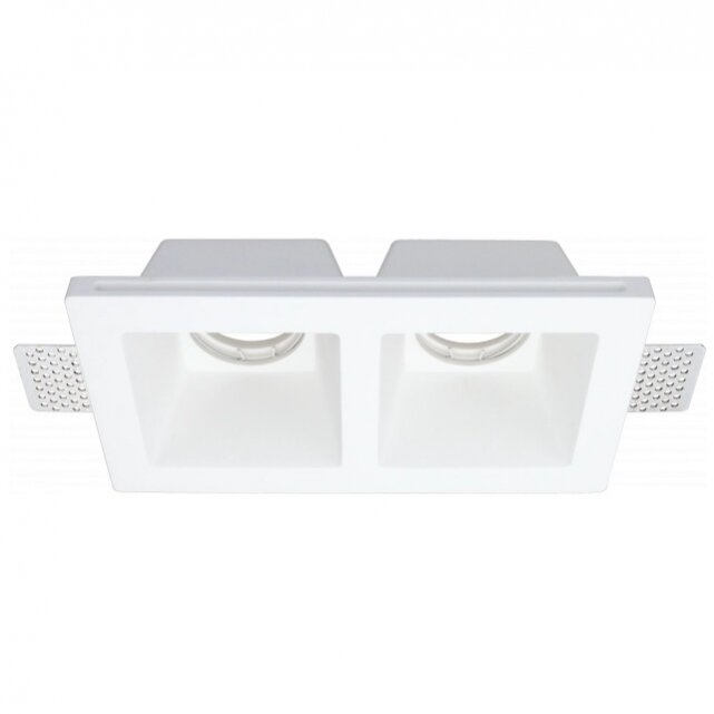 LED Ceiling Fitting, Square, Gypsum, 2 Sockets 2